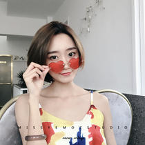ulzzang gradient love frameless sunglasses female retro Harajuku Net red ins street photography girlfriends travel sunglasses