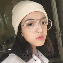Korean version of retro Net red with myopia transparent glasses frame metal Big Frame personality round face Harajuku flat lens