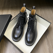 Yang Mi same Martin boots female autumn and winter plus velvet thick wool leather thick bottom British style short boots coarse heel boots