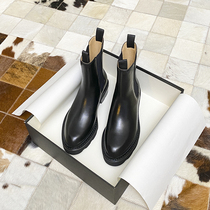 Chelsea booties female British style leather thick heel retro Western cowboy boots 2020 New pointed Martin boots