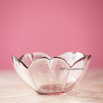 Japanese small bowl Petal bowl Dipping bowl Plum plate Creative glass small plate storage plate