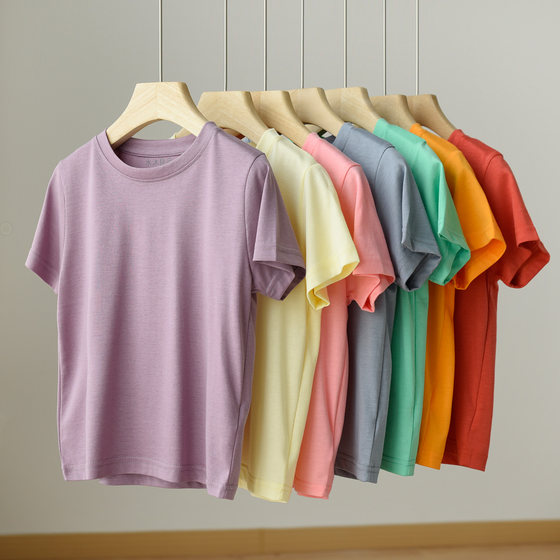 Qingku No return and exchange Children's mercerized cotton short-sleeved T-shirt Thin and soft Solid color boys and girls round necks Summer style
Qingku No return and exchange Children's mercerized cotton short-sleeved T-shirt Thin and soft Solid color boys and girls round necks Summer style