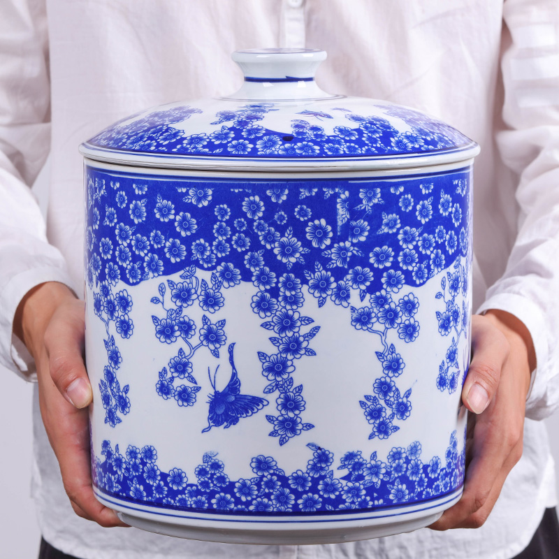 Jingdezhen ceramics pu 'er tea pot tea tea cake box domestic large - sized ceramic tea seal pot