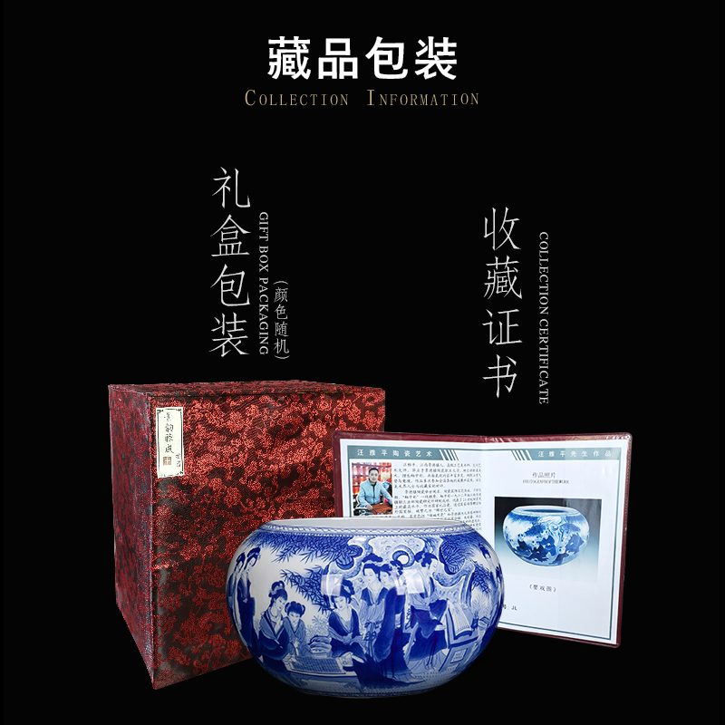 The New Chinese blue and white porcelain of jingdezhen ceramics. The Beauty is the gold hair pin cylinder home sitting room aquarium decoration furnishing articles