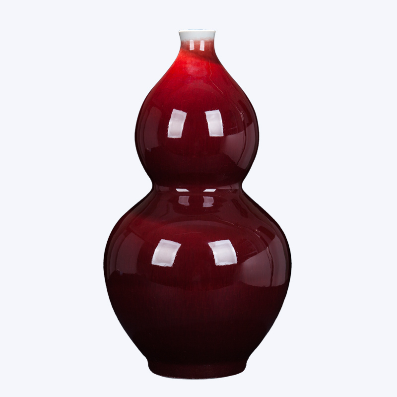 Jingdezhen ceramic new Chinese style ruby red bottle gourd bottle decoration place to live in the living room beside the TV ark, porcelain decoration