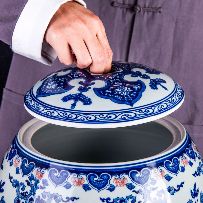 Jingdezhen ceramic youligong peach storage canister to place to live in the sitting room porch decoration