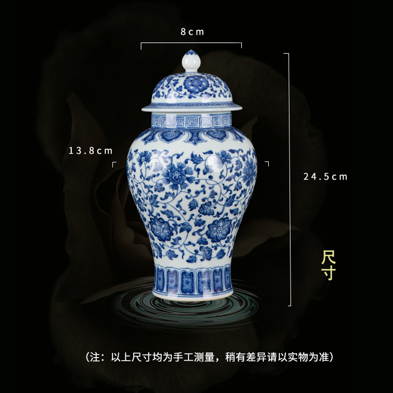 Jingdezhen ceramic new Chinese general canned adorn article place to live in the sitting room of blue and white porcelain vase decoration in China