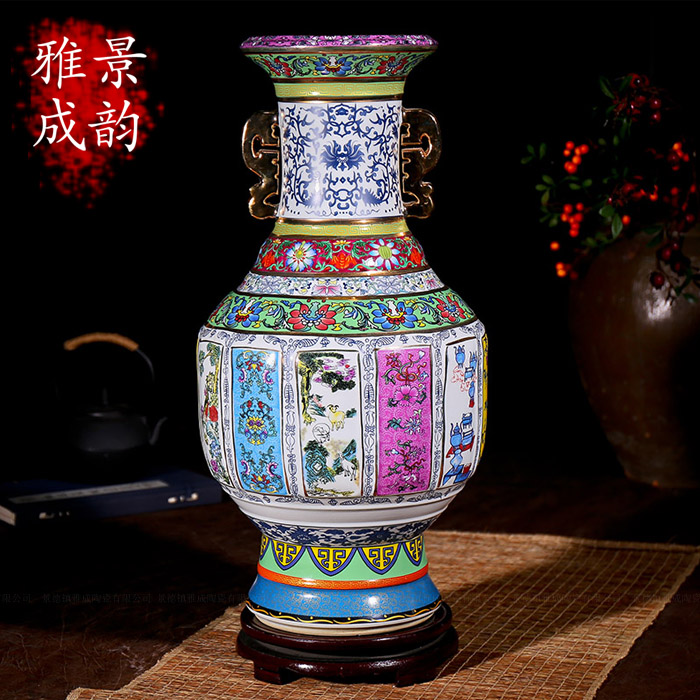 Antique vase ears of jingdezhen ceramics up fashion furnishing articles housewarming landing sitting room household act the role ofing is tasted