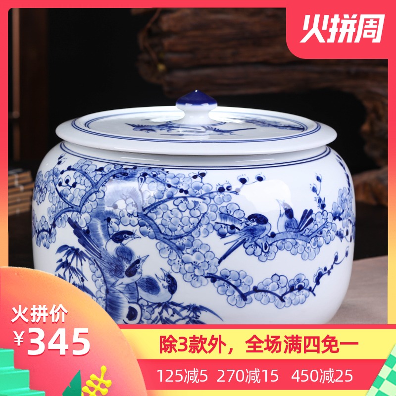 Jingdezhen ceramics pu 'er tea packaging gift box the tea pot home tea cake pot seal storage tank