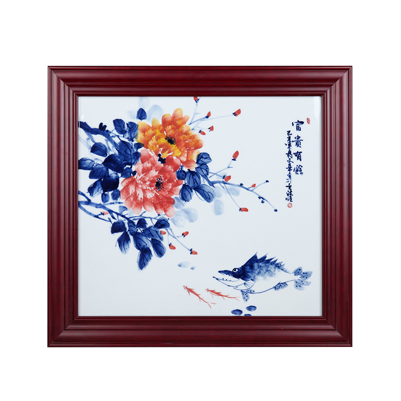 Jingdezhen ceramic hand - made riches and honour figure study of sitting room sofa setting wall adornment household porcelain plate painting that hang a picture