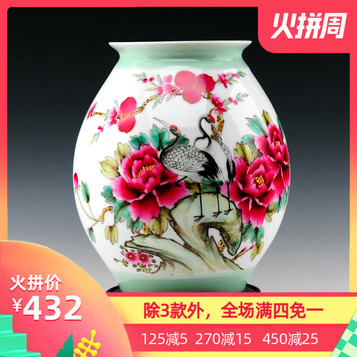 Master hand - made vases, jingdezhen ceramics powder enamel celebrities peony vases, modern furnishing articles of handicraft