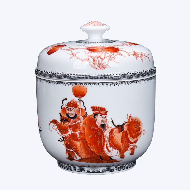 Jingdezhen ceramic new Chinese filial piety touched by day sitting room storage tank general teahouse tea caddy fixings furnishing articles