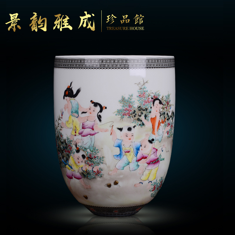 Jingdezhen ceramic household decorative dried flowers, flower vase is placed the new Chinese style living room porch porcelain arts and crafts