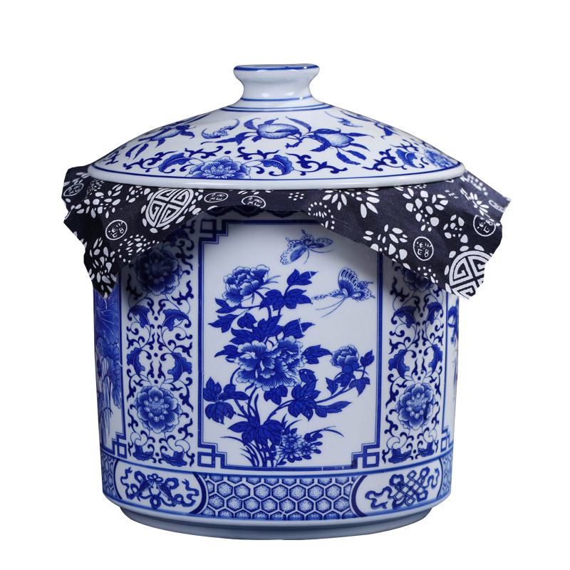 Jingdezhen ceramic tea pot wake receives pu 'er tea cake tin box household seal pot size