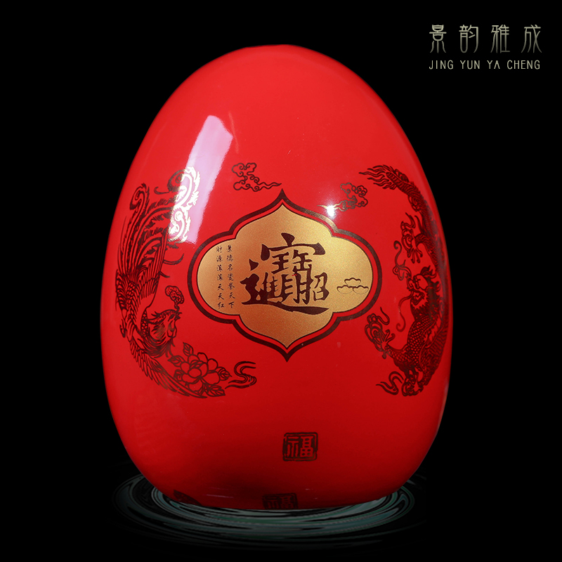 Jingdezhen ceramic rich red wine rack egg ornament act the role ofing is tasted furnishing articles of handicraft feng shui creative living room