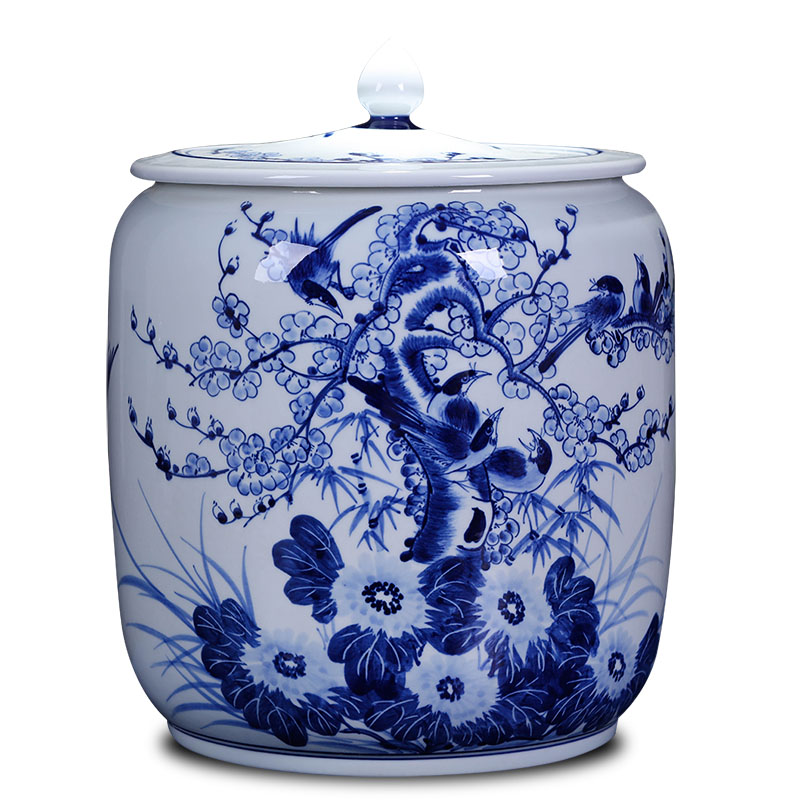 Jingdezhen ceramic hand - made pay-per-tweet tea pot large puer tea cake tea cake cylinder seal box