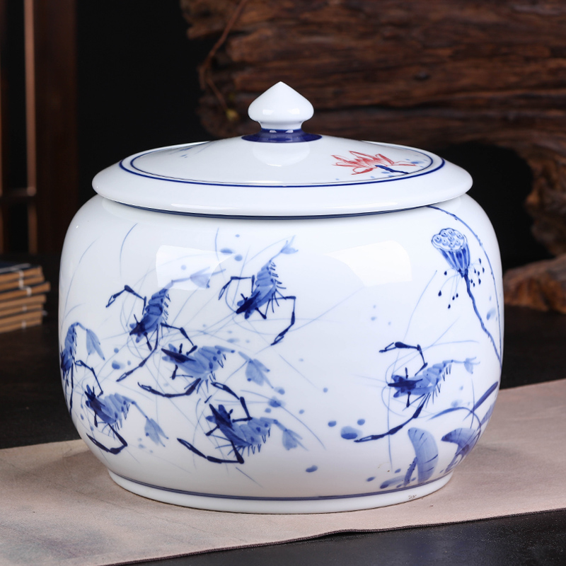 Jingdezhen ceramics pu 'er tea cake tin, large general seal pot of tea packaging gift box