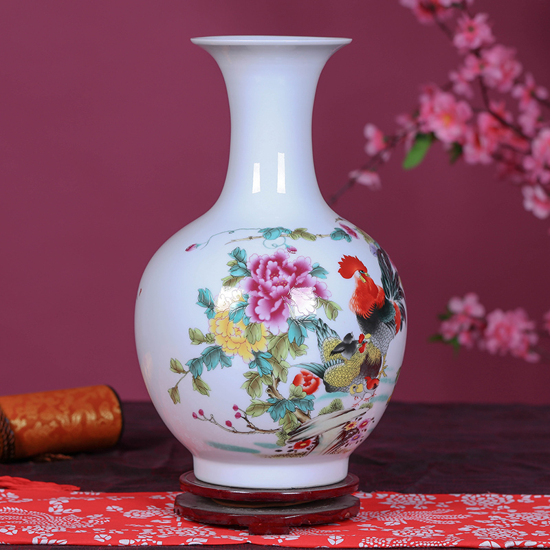 Jingdezhen ceramics powder enamel flower vase furnishing articles household decorates is contracted sitting room creative home vase