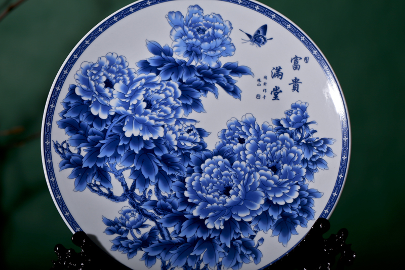 Jingdezhen blue and white contracted and I adornment ornament porcelain ceramic decoration hanging dish furnishing articles porcelain suits for