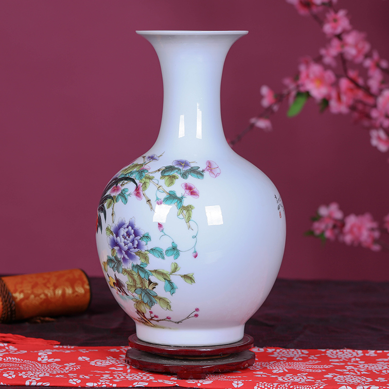 Jingdezhen ceramics powder enamel flower vase furnishing articles household decorates is contracted sitting room creative home vase