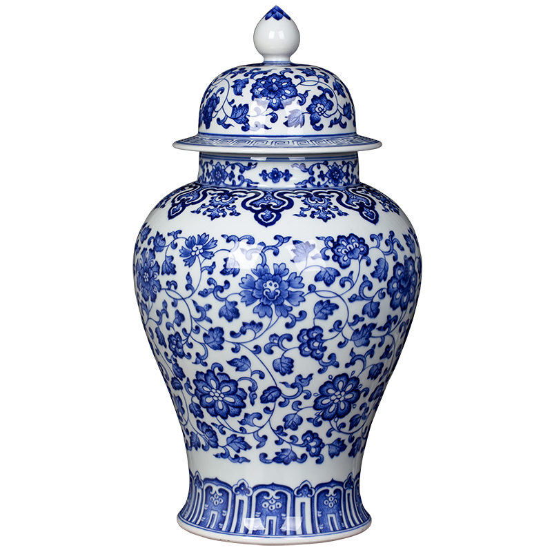 Jingdezhen ceramic general pot of blue and white porcelain vase large creative zen antique art restores ancient ways ikea floral outraged