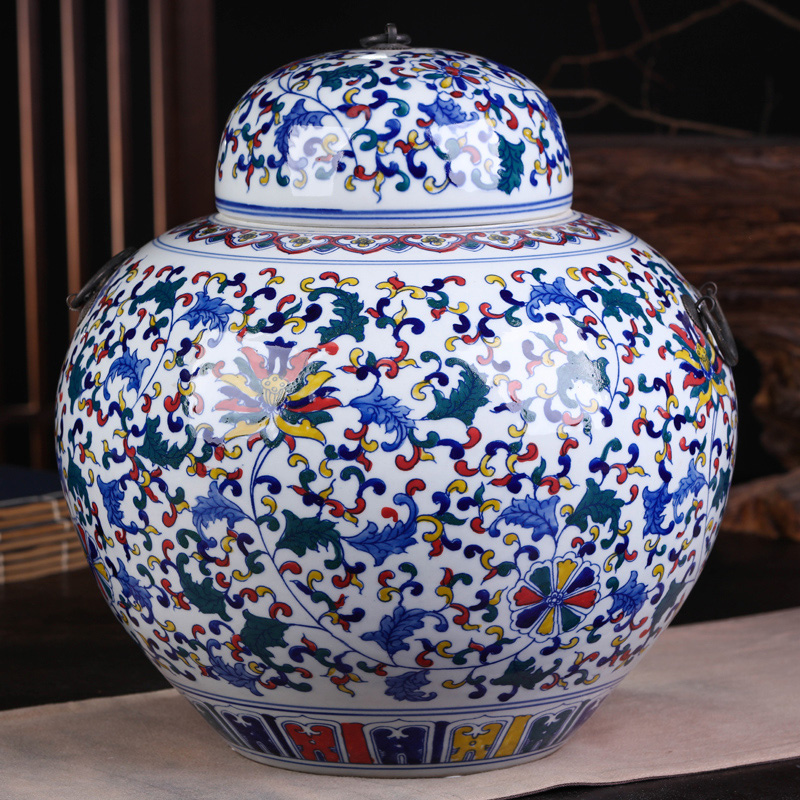 Jingdezhen ceramic POTS of tea pot, box seal storage tank of blue and white porcelain household storage POTS