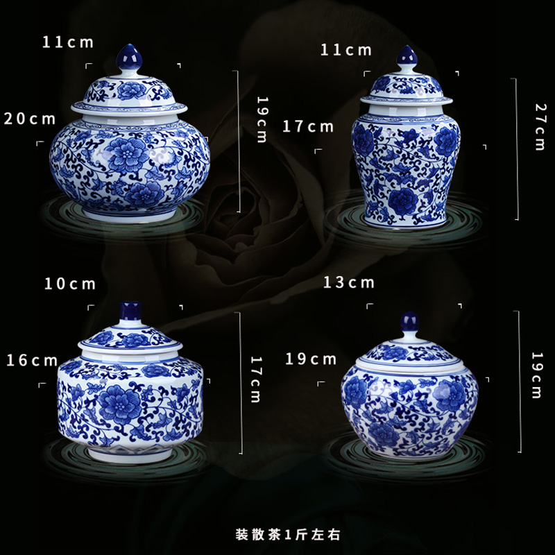 Jingdezhen ceramic POTS sub storage tank is small household caddy fixings meters can receive porcelain jar with cover