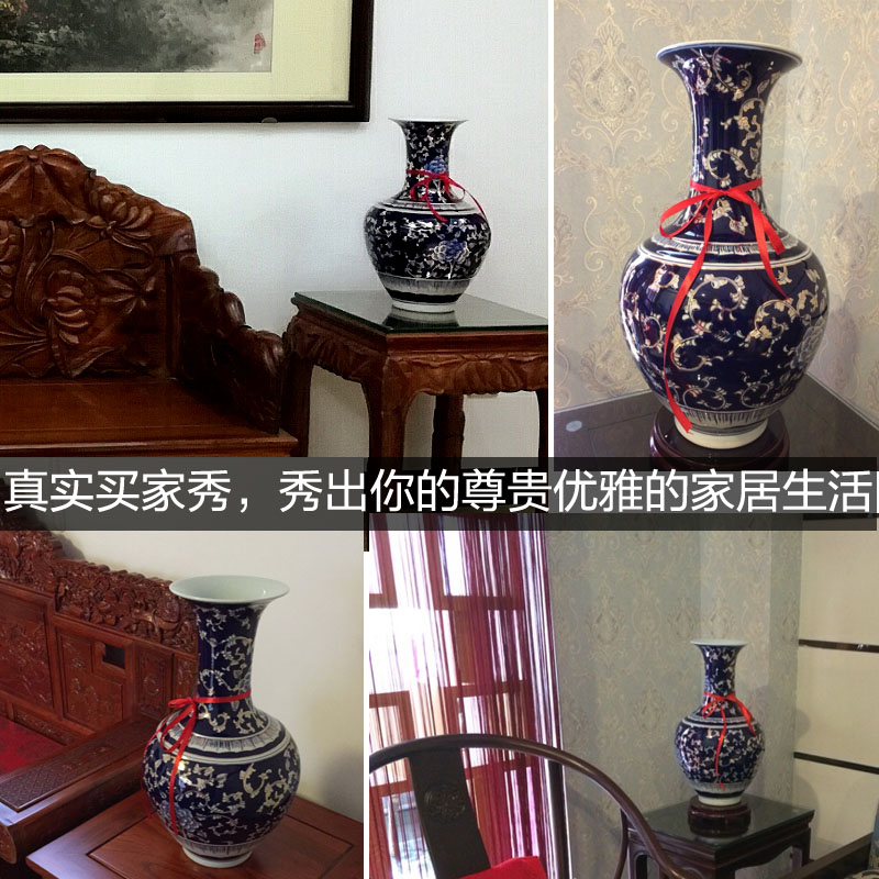 Jingdezhen ceramic vase of large sitting room of Chinese style porch place the see colour blue and white porcelain decoration