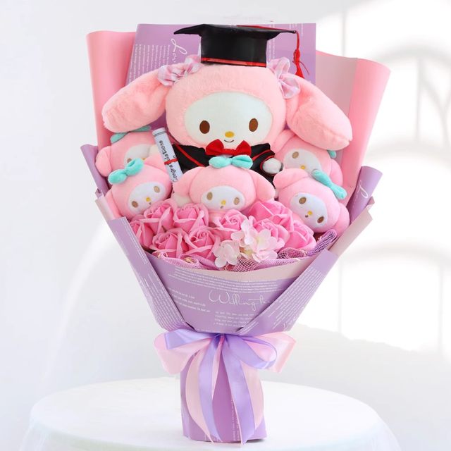 Cartoon Rabbit Gift Box Flower Plush Doll ດອກກຸຫລາບ ດອກກຸຫຼາບ ສ້າງສັນຂອງຂວັນວັນເກີດໃຫ້ແຟນອິນເຕີເນັດ ດາລາດັງ
