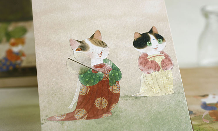 梦唐.画喵/两款自选/知名插画师瓜几拉绘明信片/唐风猫 蜜蜂爸爸