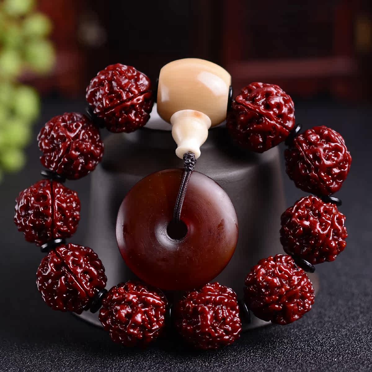 卿宝宝包浆玉化大金刚菩提子手串男五瓣高密红皮文玩佛珠手链 女