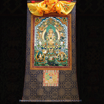 Longevity three statues of mineral pigments micro-spray Tangka painting Tibetan tantric high-definition custom Buddha statue Bodhisattva fine frame portrait