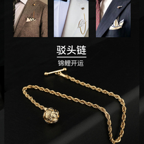 Year fish gift box business suit collar pin koi flower arrangement hole chain Mandarin duck barge head chain mens brooch accessories