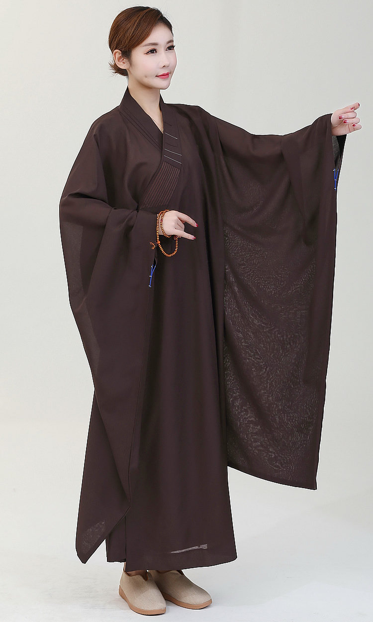 广袖海青居士服男女同款台湾麻佛教不透明多丽丝大袖海清禅修