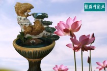 Boutique housewarming opening gift ceramic fountain fish tank running water bonsai round large landing fortune ornaments