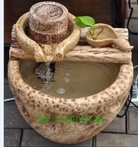 Zhaocai fish tank landscape fountain water piano ceramic water landscape ornaments grinding rotating table fish turtle tank