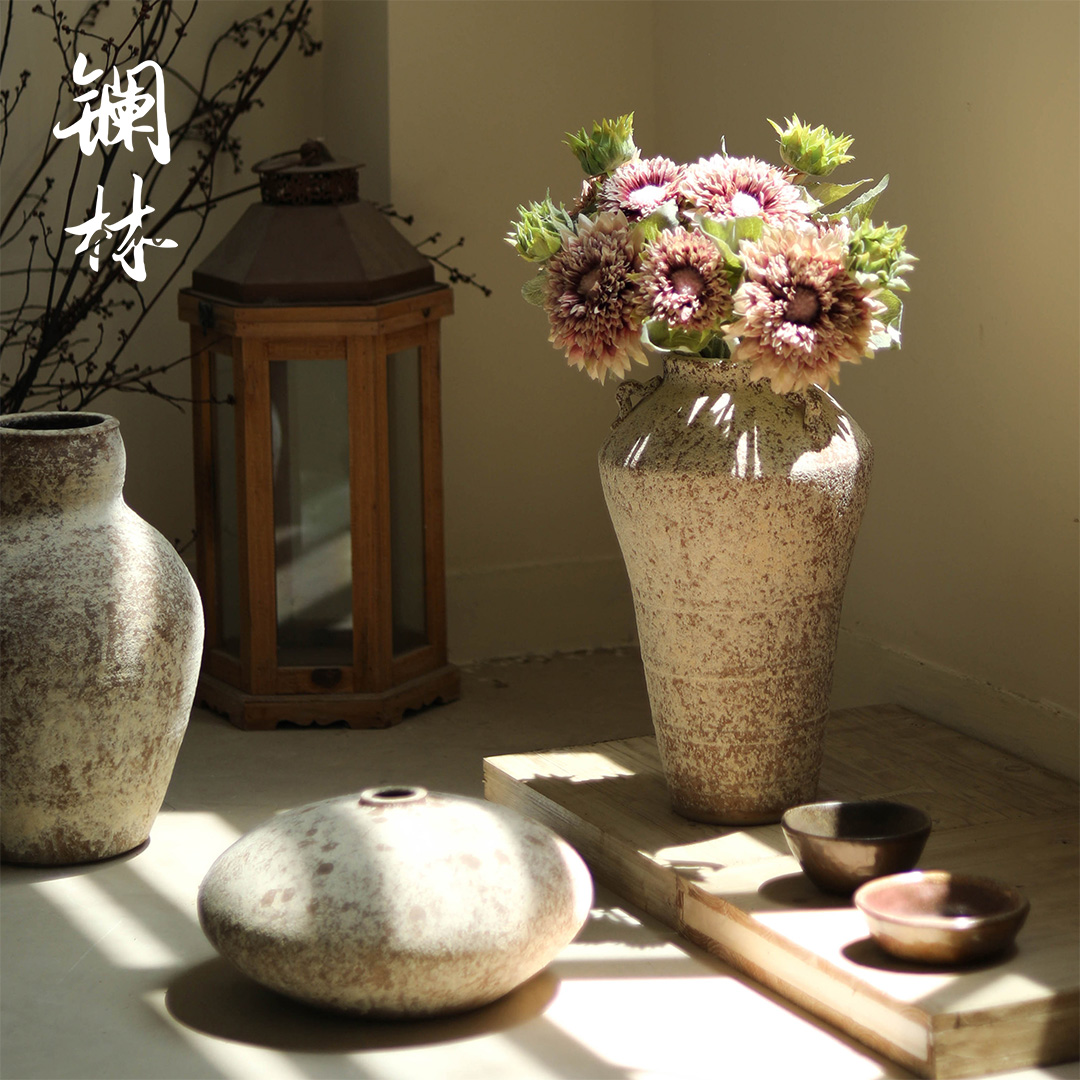 Vase coarse pottery wabi-sabi wind restoring ancient ways of the home stay facility new Chinese ceramic POTS dry flower is the balcony flowerpot home furnishing articles