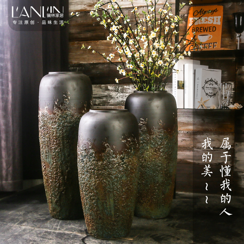 The Big vase furnishing articles sitting room ground do old coarse pottery flower arranging bottles home furnishing articles of handicraft ceramic pottery decoration