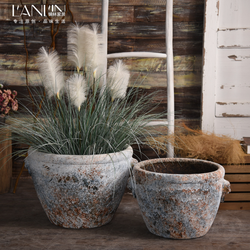 Ceramic antique VAT coarse pottery checking out the head of the big flowerpot tank floor furnishing articles courtyard garden bucket basin to plant trees