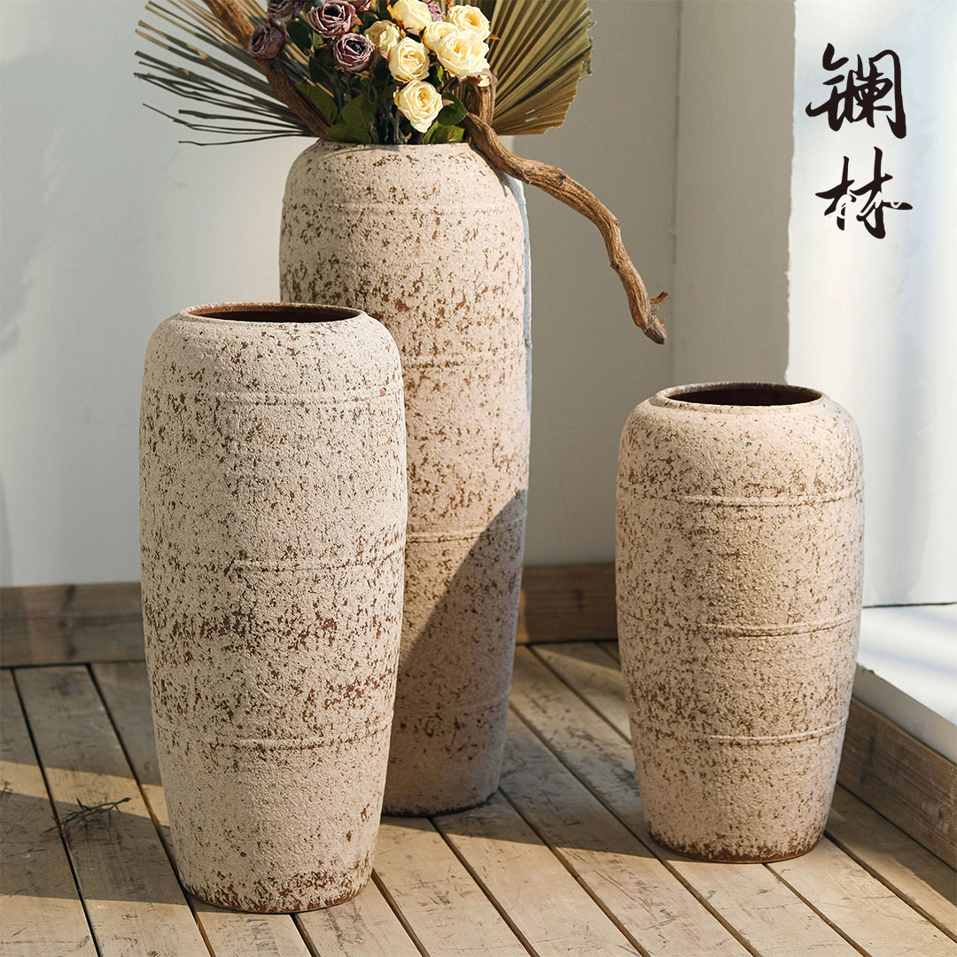 Chinese style restoring ancient ways is coarse pottery vase of large sitting room decoration art of TV ark, porch decoration ceramic vases, furnishing articles