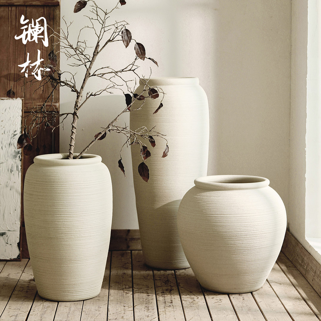 New Chinese style is contracted ceramic floor vases, flower arrangement sitting room branch bed coarse pottery decorative furnishing articles be born of a home stay facility