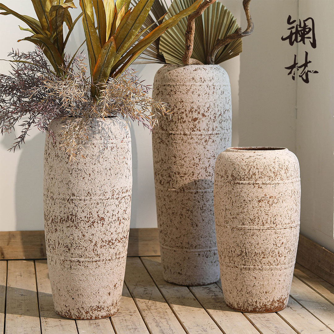 Chinese style restoring ancient ways is coarse pottery vase of large sitting room decoration art of TV ark, porch decoration ceramic vases, furnishing articles