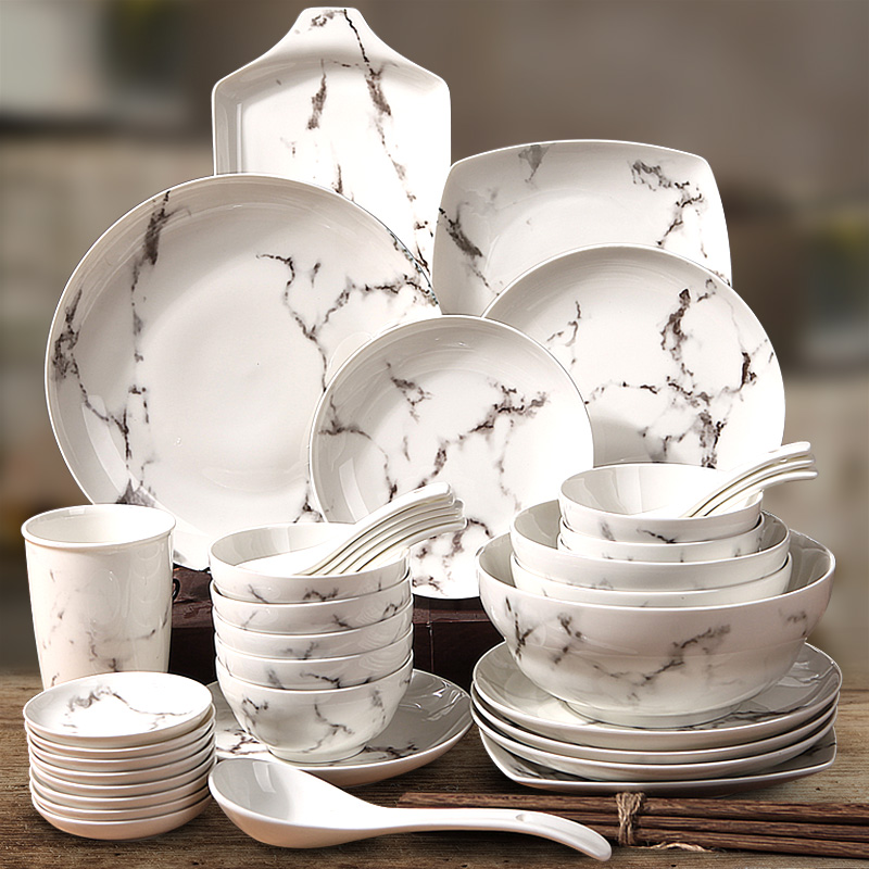 Dishes suit household of Chinese style imitation marble ink wind rice bowl chopsticks tableware ceramics rainbow such as bowl sheng 0