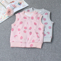 Girl Vest Spring and Autumn 2021 New Childrens Vest Thin Strawberry Printed Kids Cotton Mash Shoulder Baby Cardigan