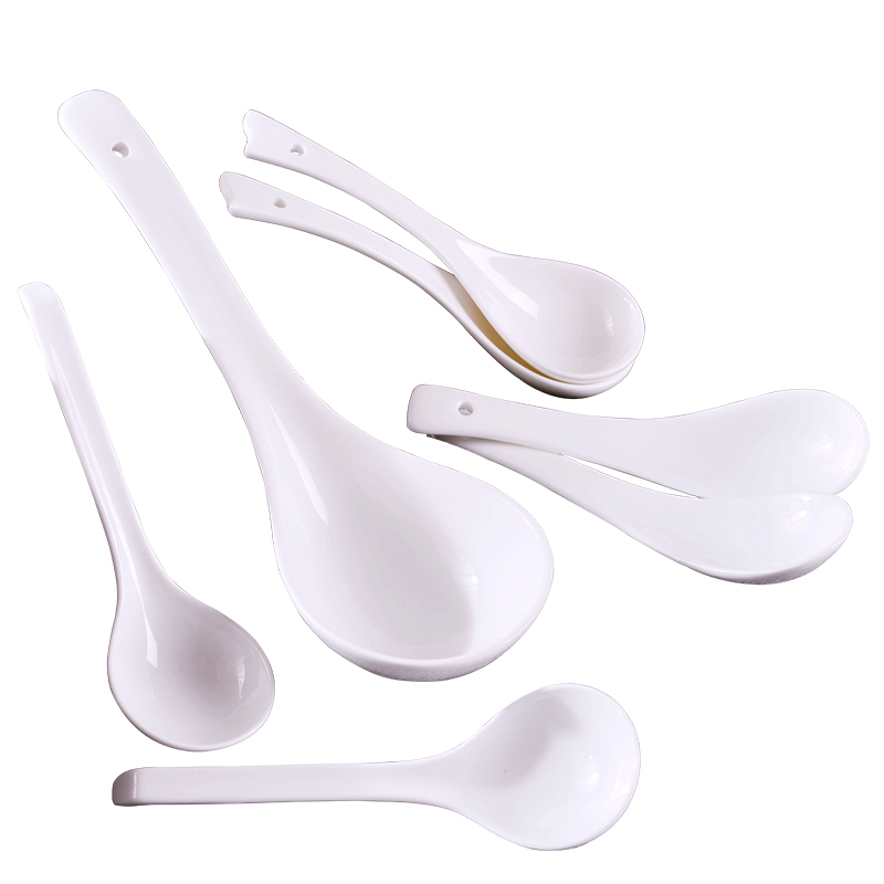 Jingdezhen household pure white ipads porcelain run child Chinese creative tablespoons of small spoon, ceramic tableware spoons a spoon