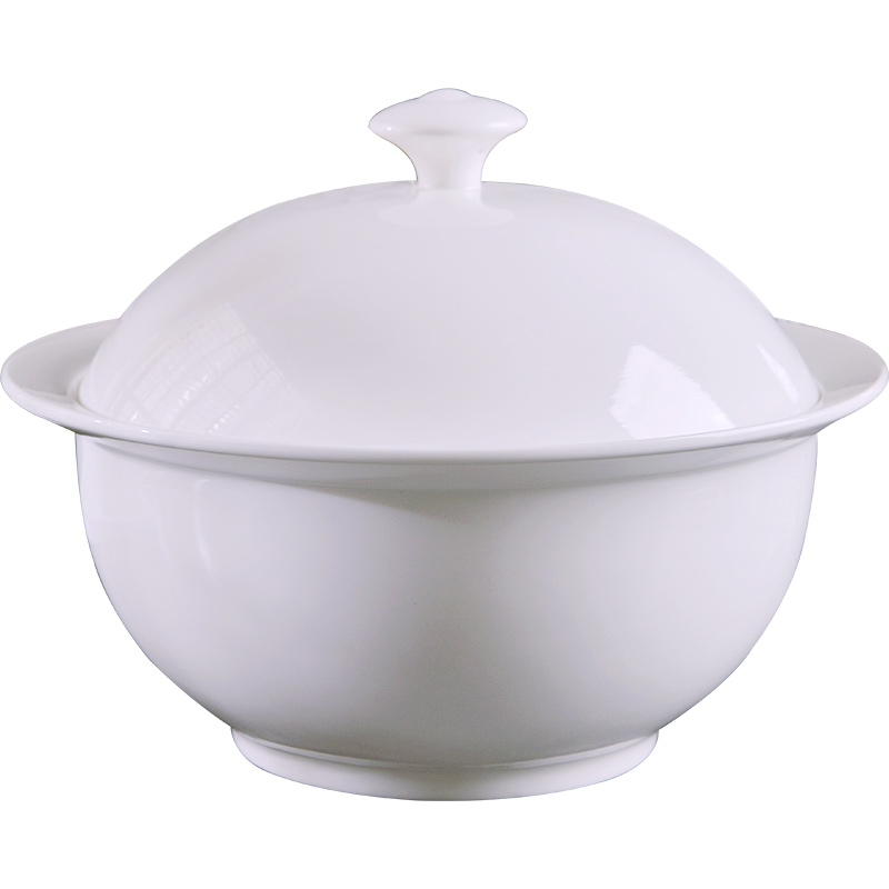 Jingdezhen under pure white glaze color soup pot with a lid with ipads porcelain large porcelain basin European creative large soup bowl