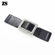 Latin practice suit 3 rows of large bright diamond buckle belt Modern dance thin elastic wide waist dance accessories