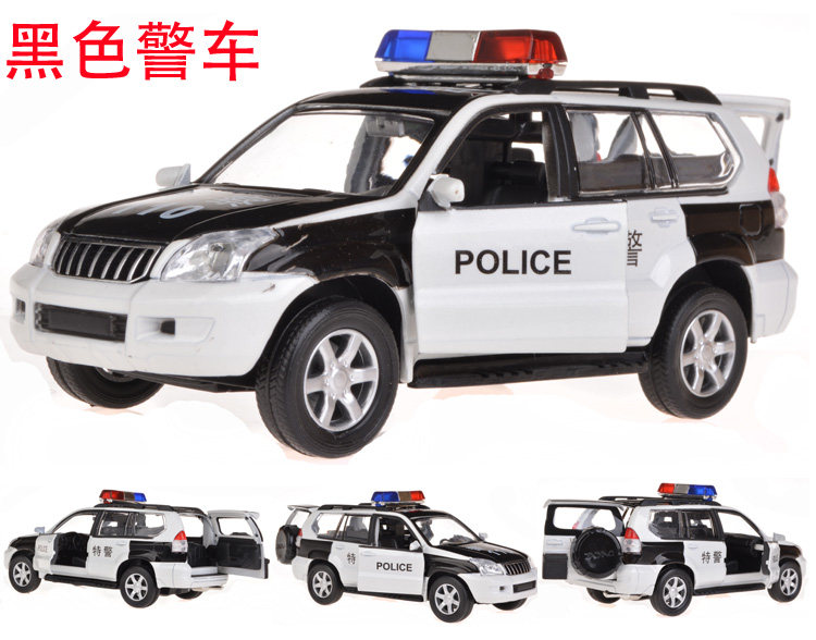 包邮合金丰田110警车模型声光回力三开门儿童金属玩具