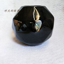 Nostalgic old stock 80s-90s purple sand black glaze polygonal vase flower socket flaw treatment