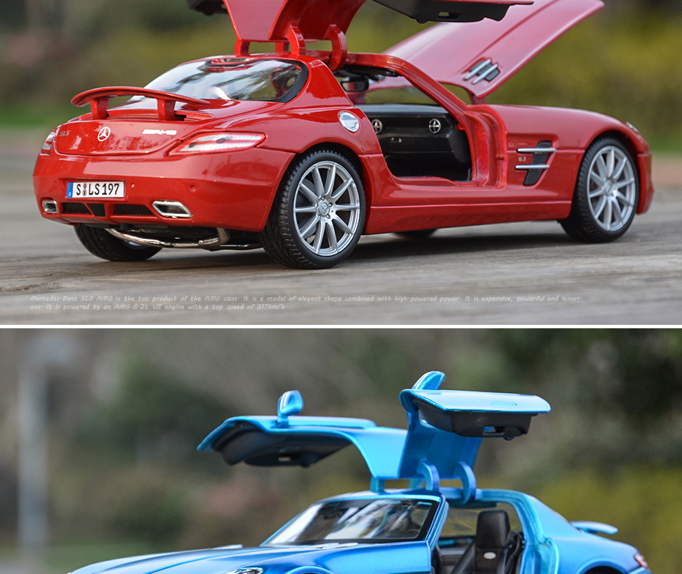美驰图1:18奔驰sls amg gt鸥翼门跑车仿真合金汽车模型礼盒礼品